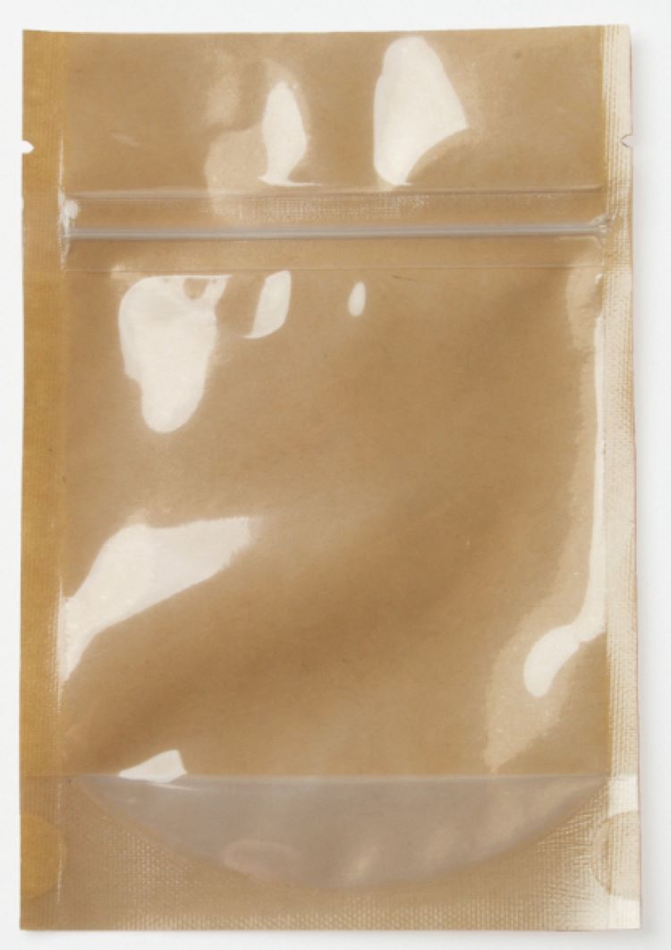 One Color Stand Up Kraft Pouch w/Clear Back (6"W x 9"H x 3"D) 3