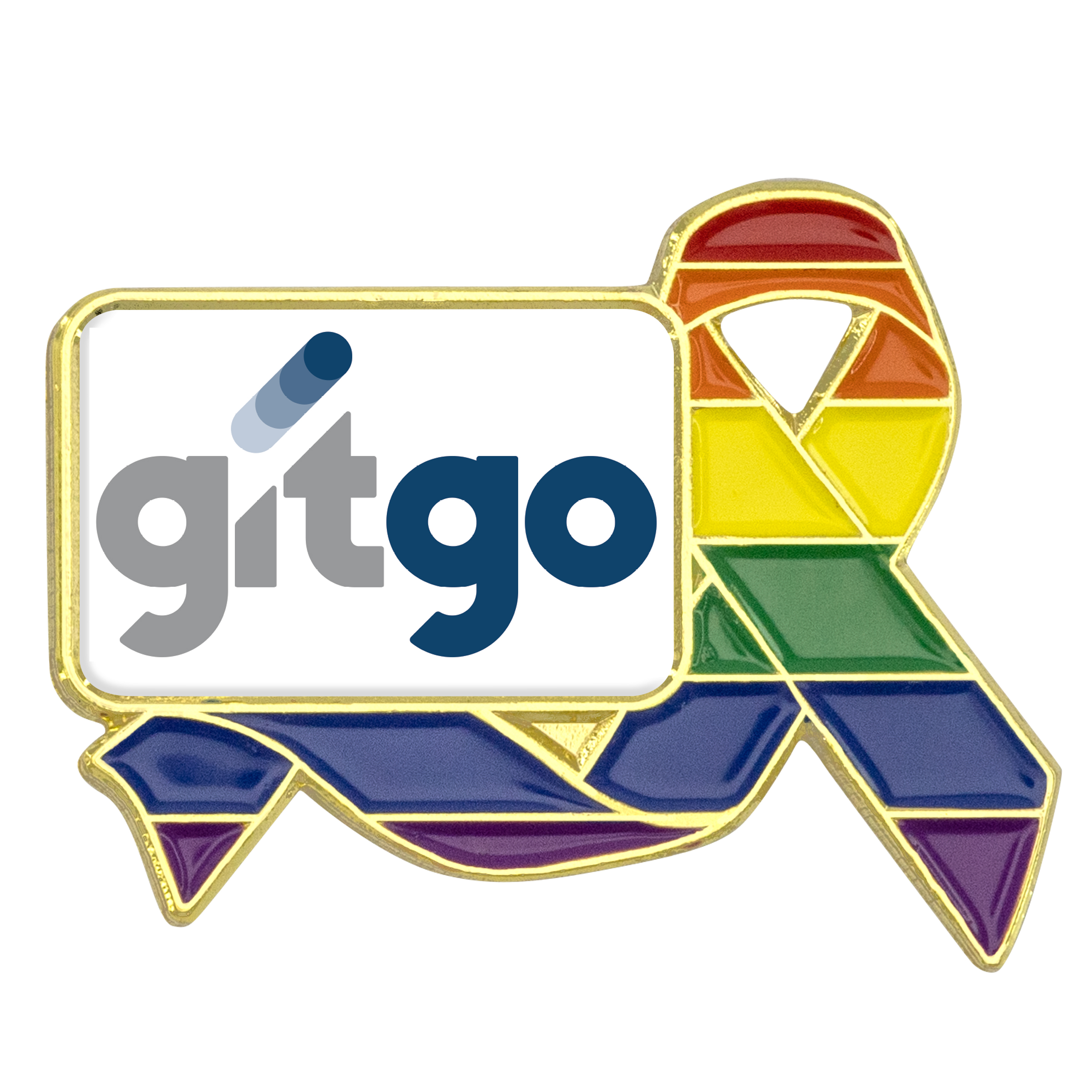 Rainbow Ribbon Lapel Pins w/ Custom Logo 3