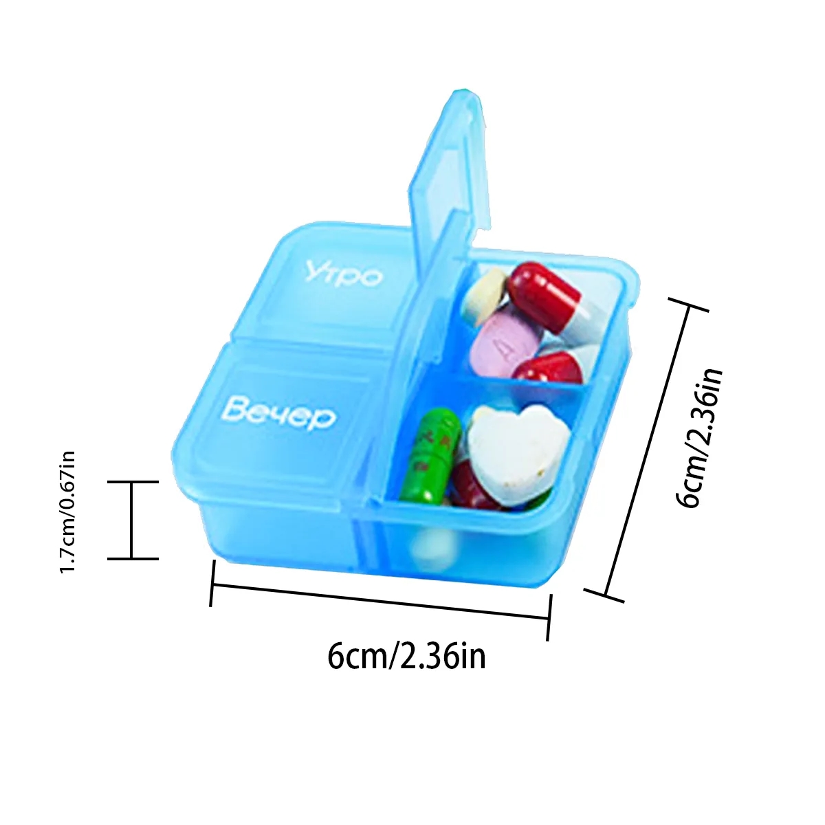 4-Compartment Pill Organizer With Snap Lids 6