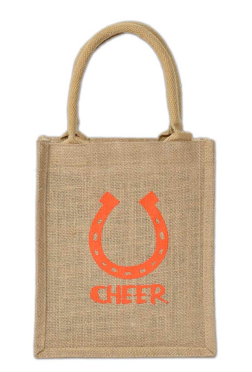 "Cabo" Small Laminated Burlap Tote Bag 9x4x11" 2
