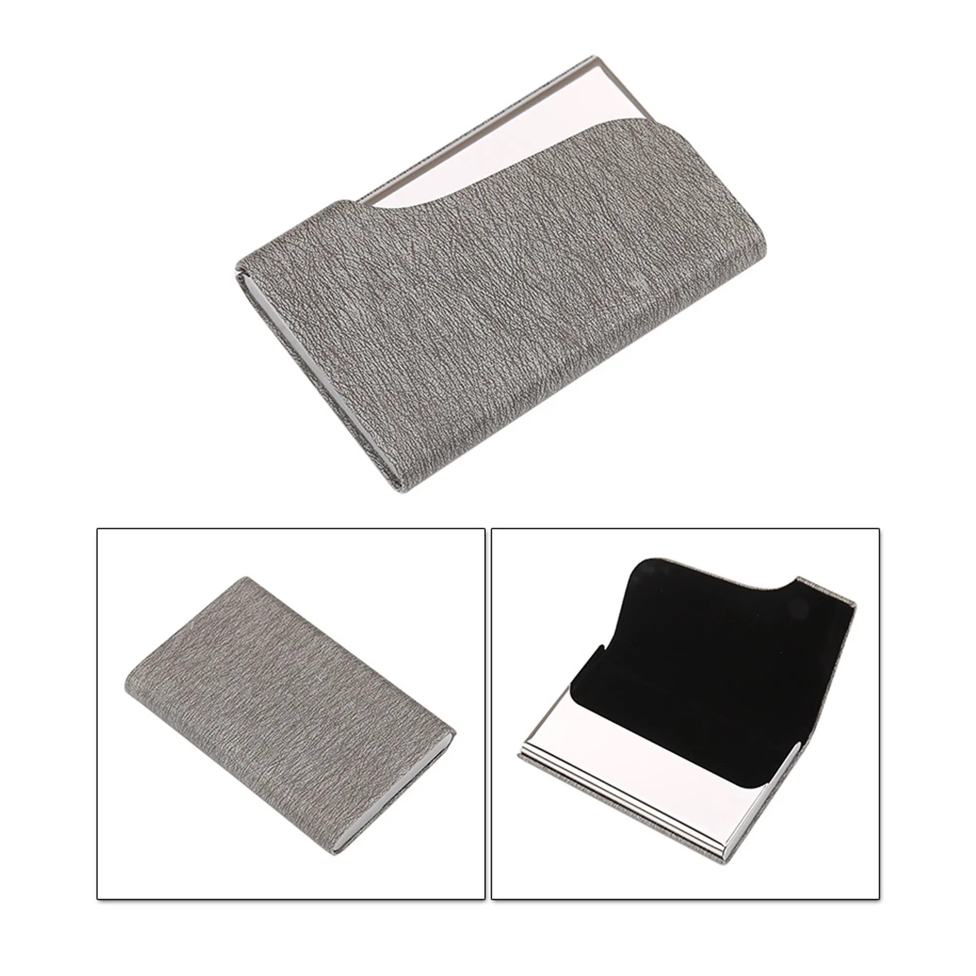 Unisex Pu Leather Business Box Stainless Steel Card Hol 2