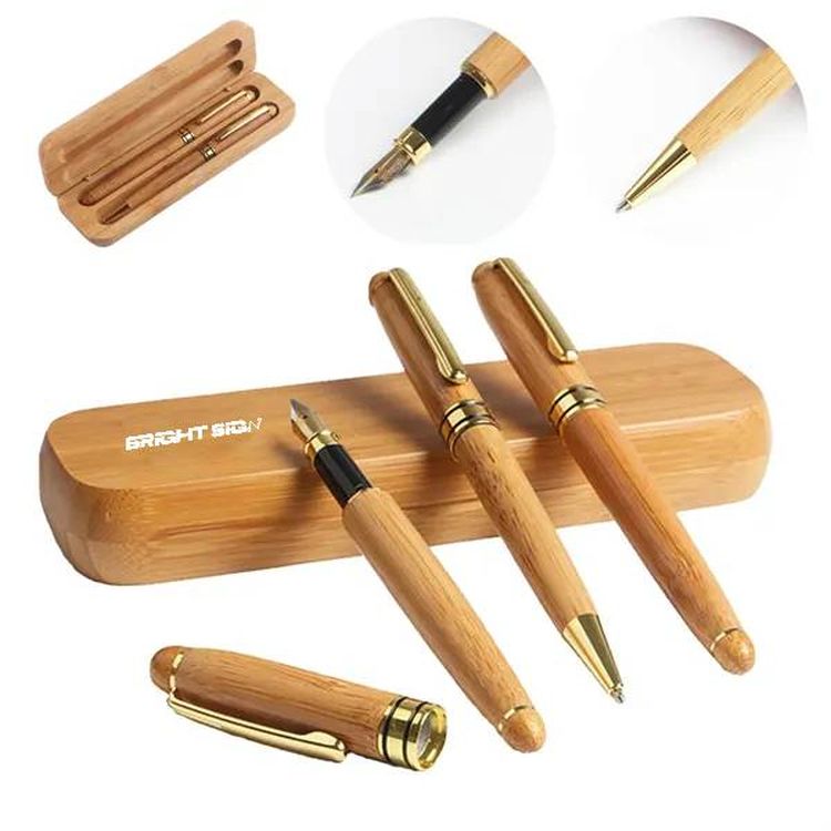 Eco Bamboo Ballpoint Signature Pen Gift Set 2