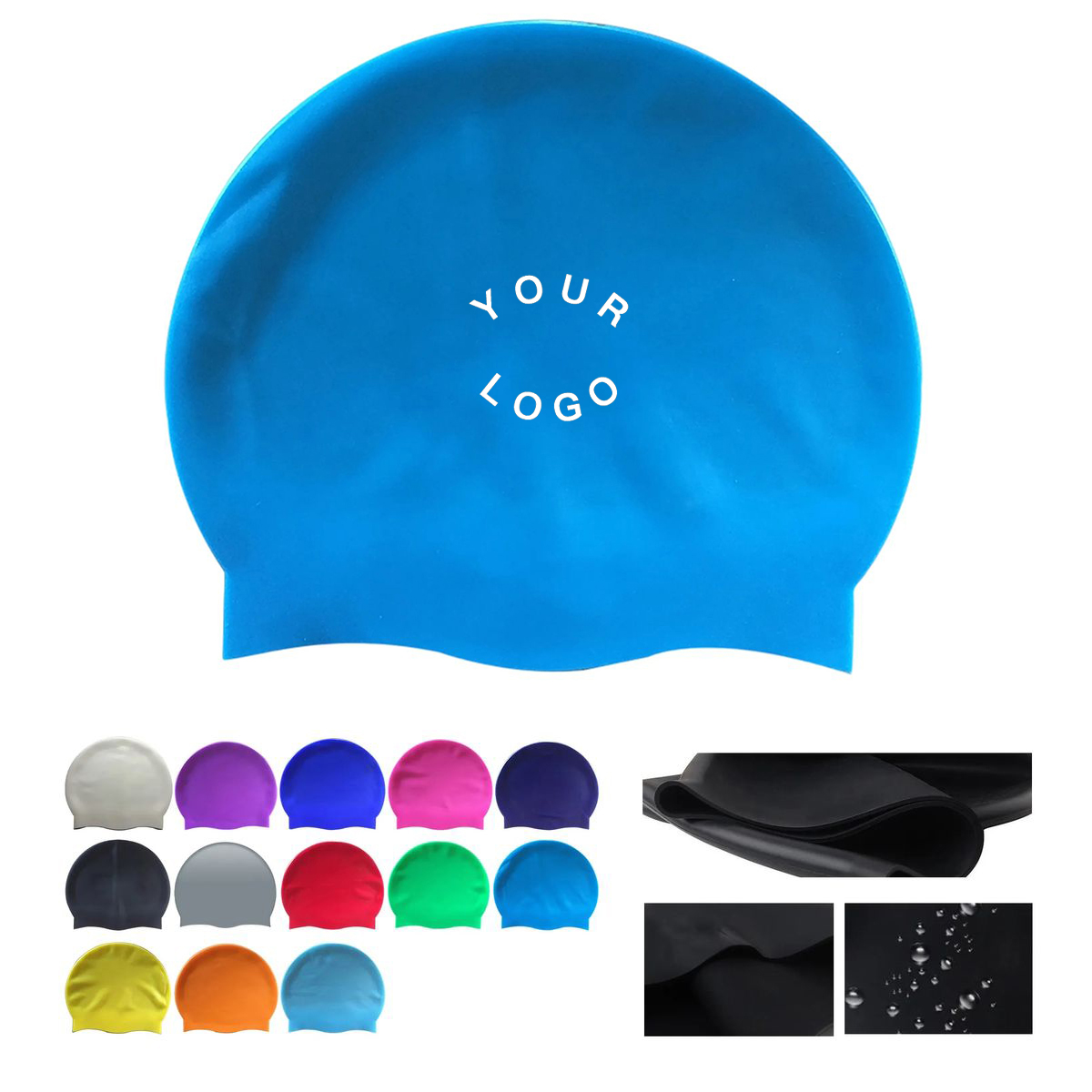 Silicone Swim Cap 9 Inch for Pool and Outdoor Use 2