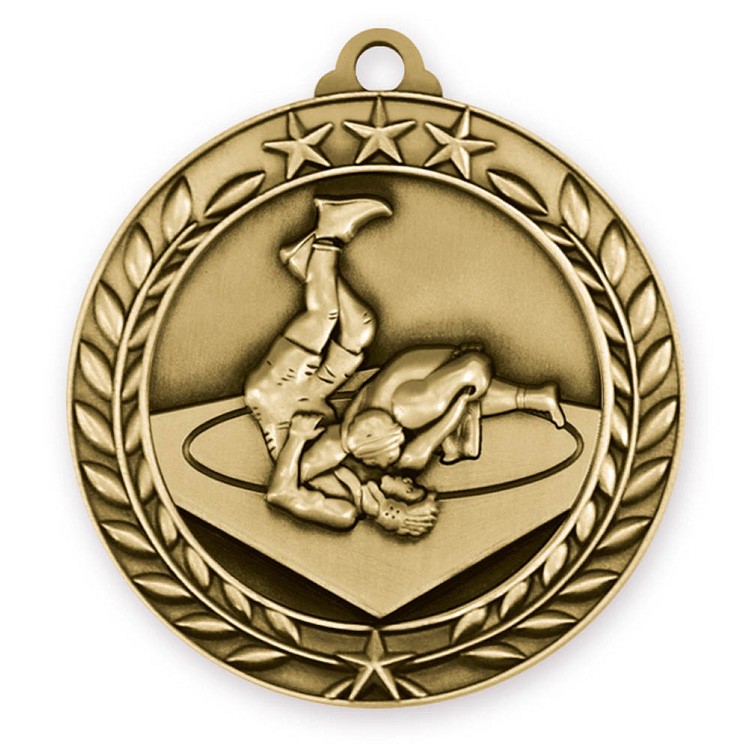 Wrestling Wreath Award Medallion (1-3/4") 2