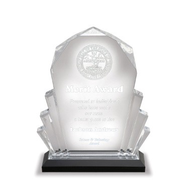 6" x 8" Blue Faceted Acrylic Trophy - Small 2