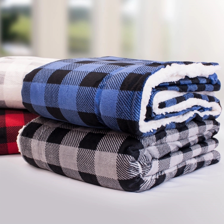 Sutterwood - Deluxe Micro Mink Sherpa Plaid Blanket 1