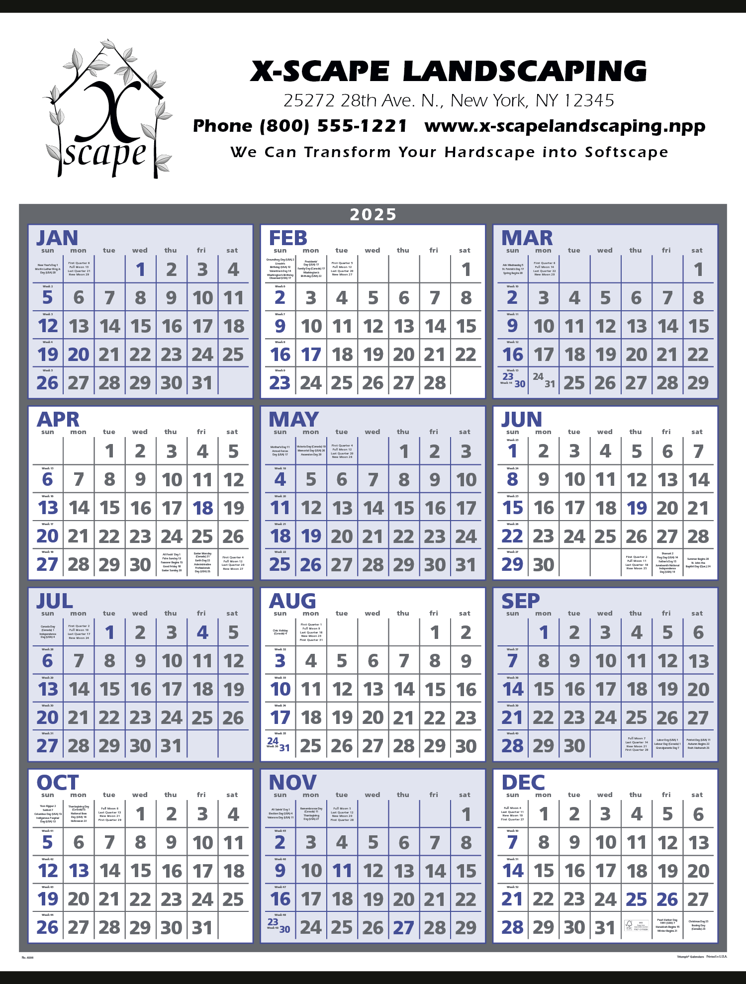Triumph® Calendars Black & White Span-A-Year Non-Laminated Calendar 25