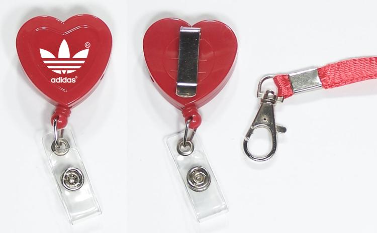 2-in-1 Heart shape retractable badge holder with lanyard