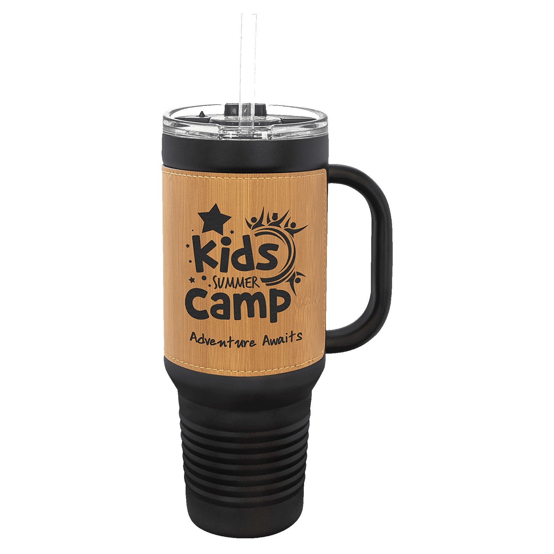 Polar Camel 40oz Black Stainless Steel & Leatherette Travel Mug 23