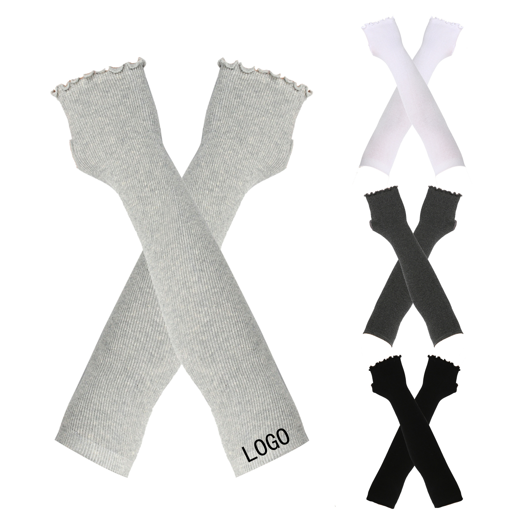 Cotton Trimmed Long Half-Finger Gloves For Warmth 2