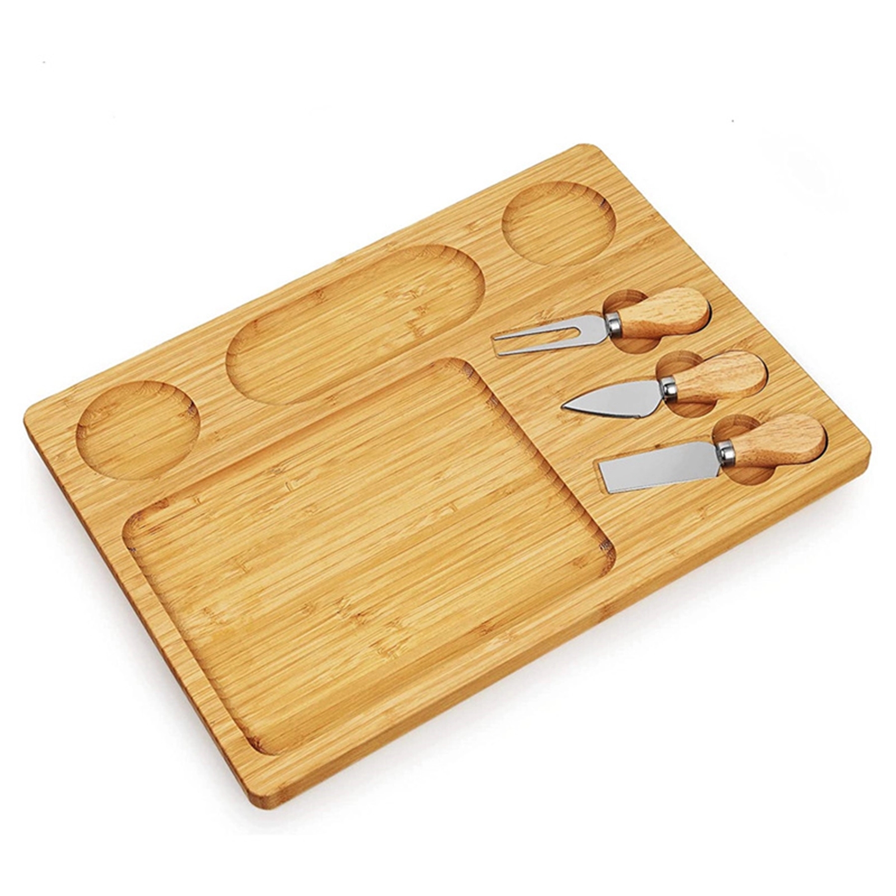 Wood Bamboo Cheese Board With Magnetic Knife Holder 4