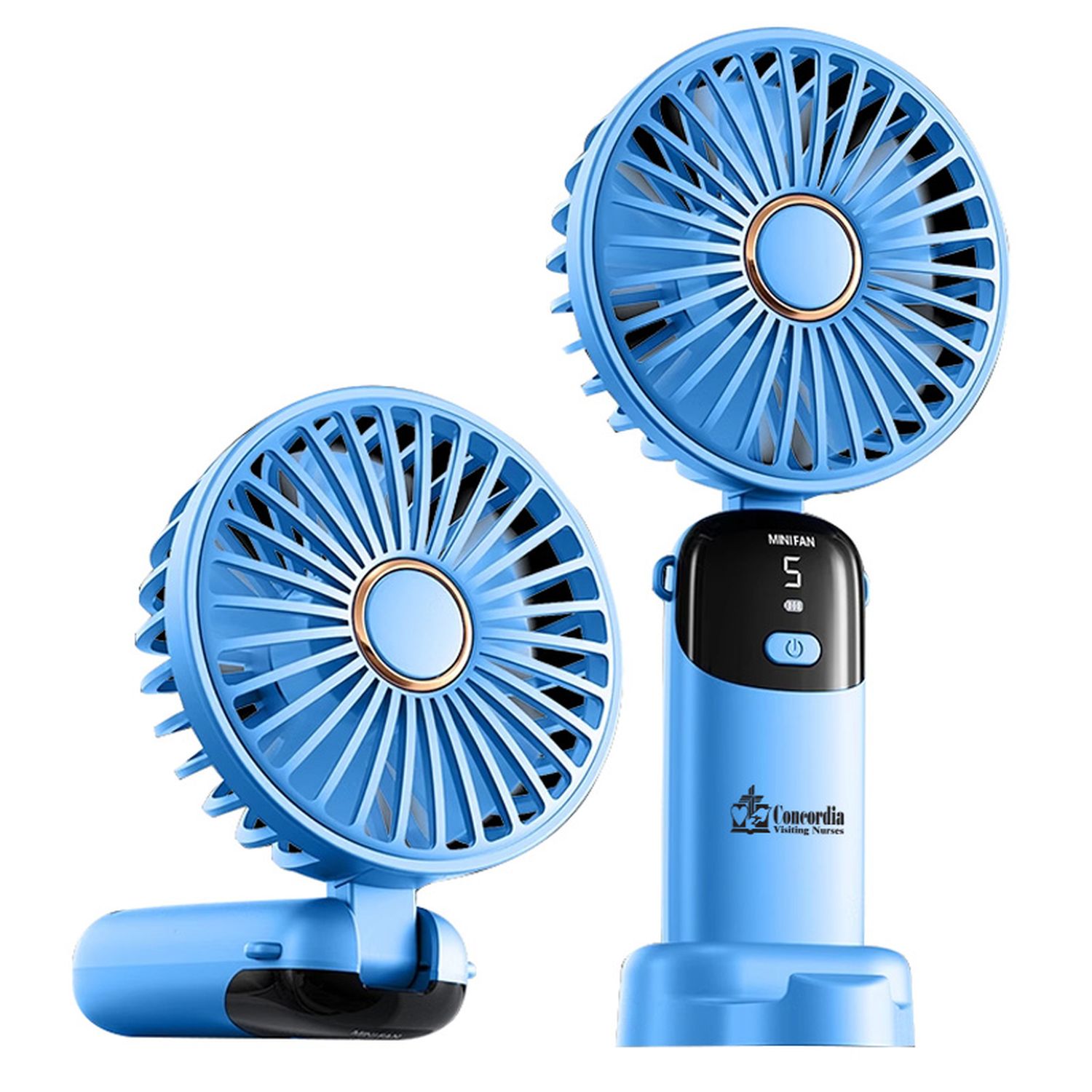 Handheld Foldable 1200 mAh Fan with LED Display & Base