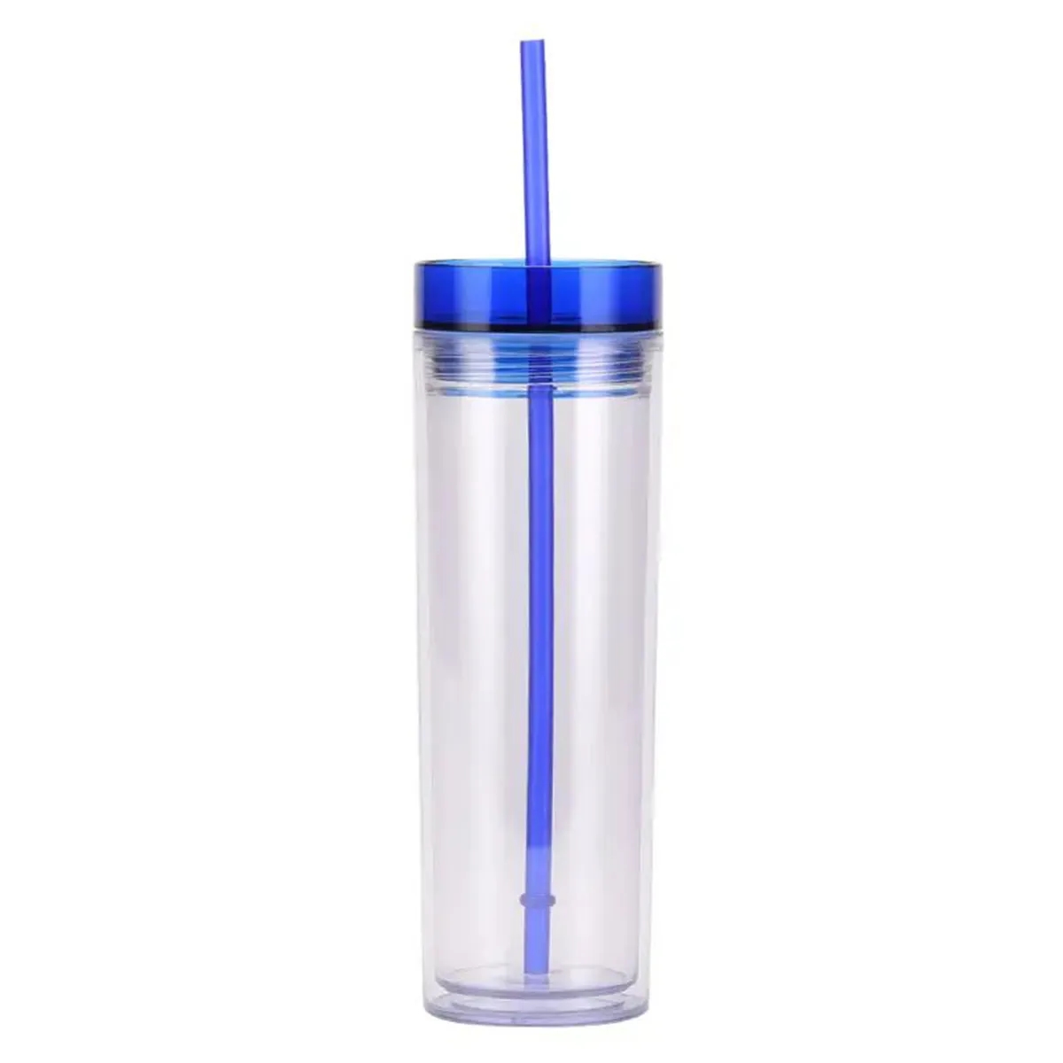 Clear Bottle Double-Wall Cup with Colorful Lid and Straw 3