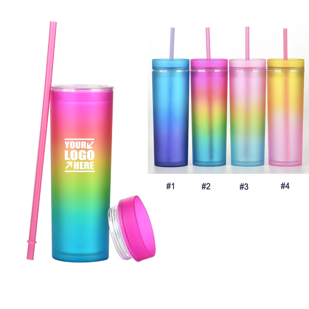 16 Oz Colorful Straw Cup 3