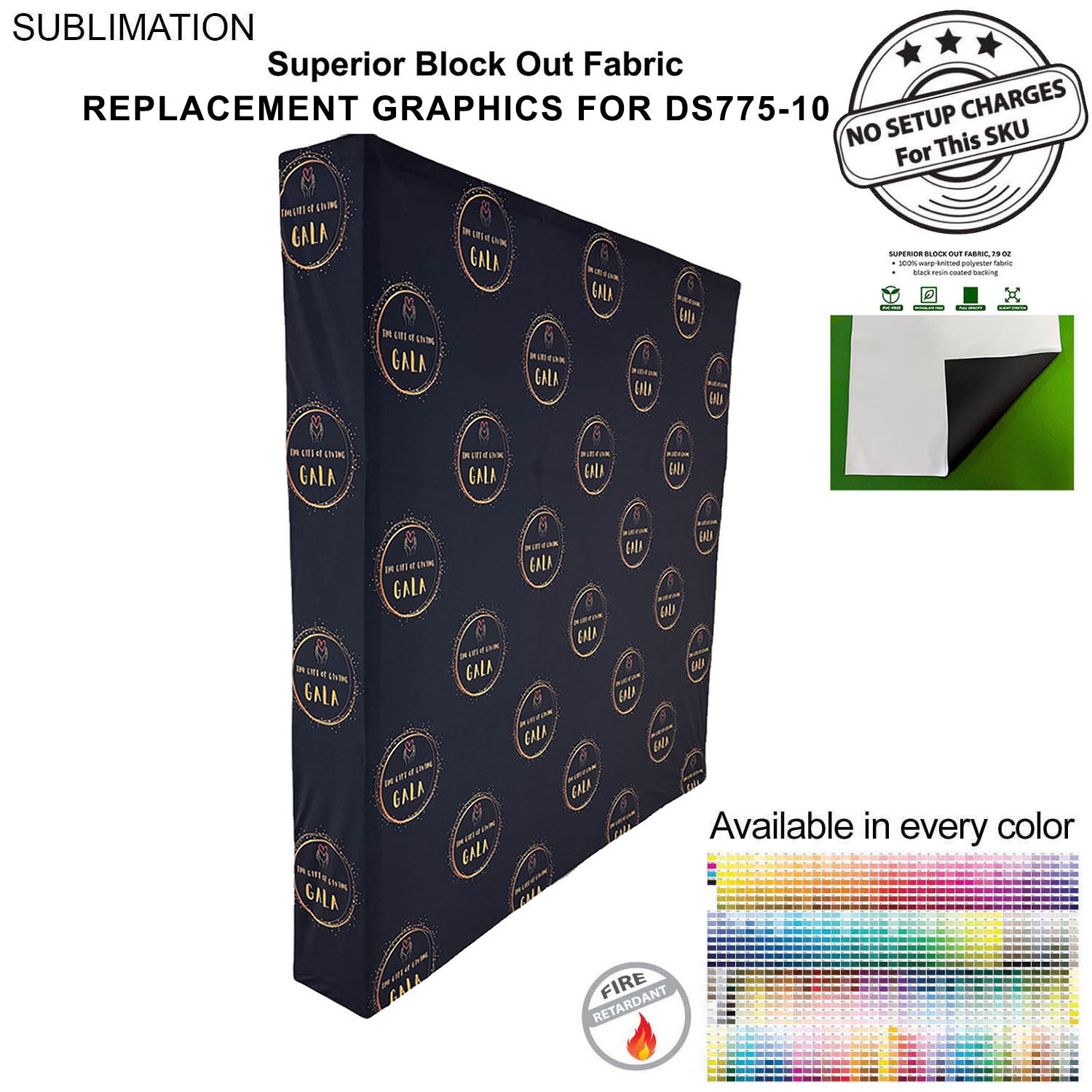 Replacement Graphics for 7.5' Straight Wall with Wrap End Caps, Superior Block Out Fabric
