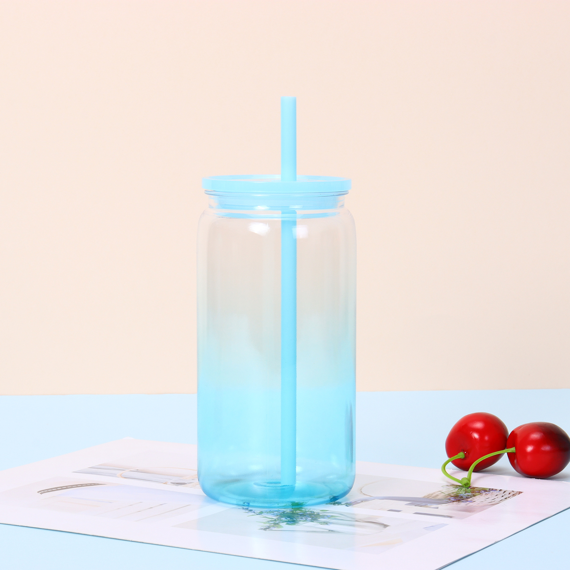 16 oz Plastic Tumbler with Straw and Lid 8