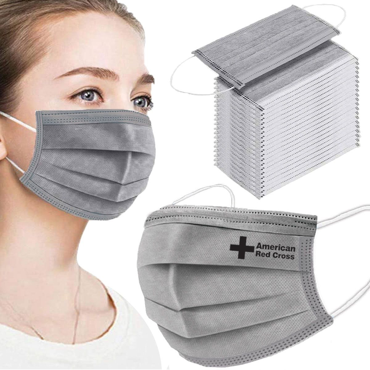 Disposable Masks In Red, Black, Pink, Gray, Blue - Printed 1