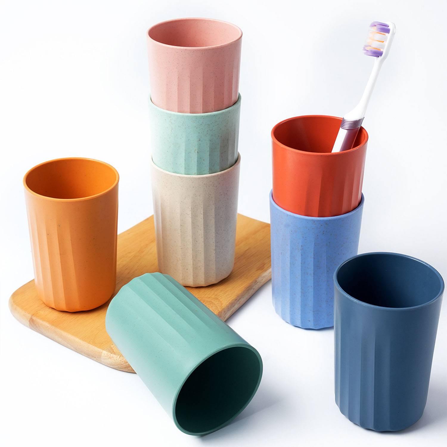 10oz striped simple household toothbrush cup 4