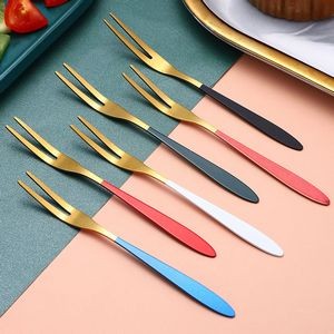 Colored 2 Teeth Fruit Dessert Fork 10