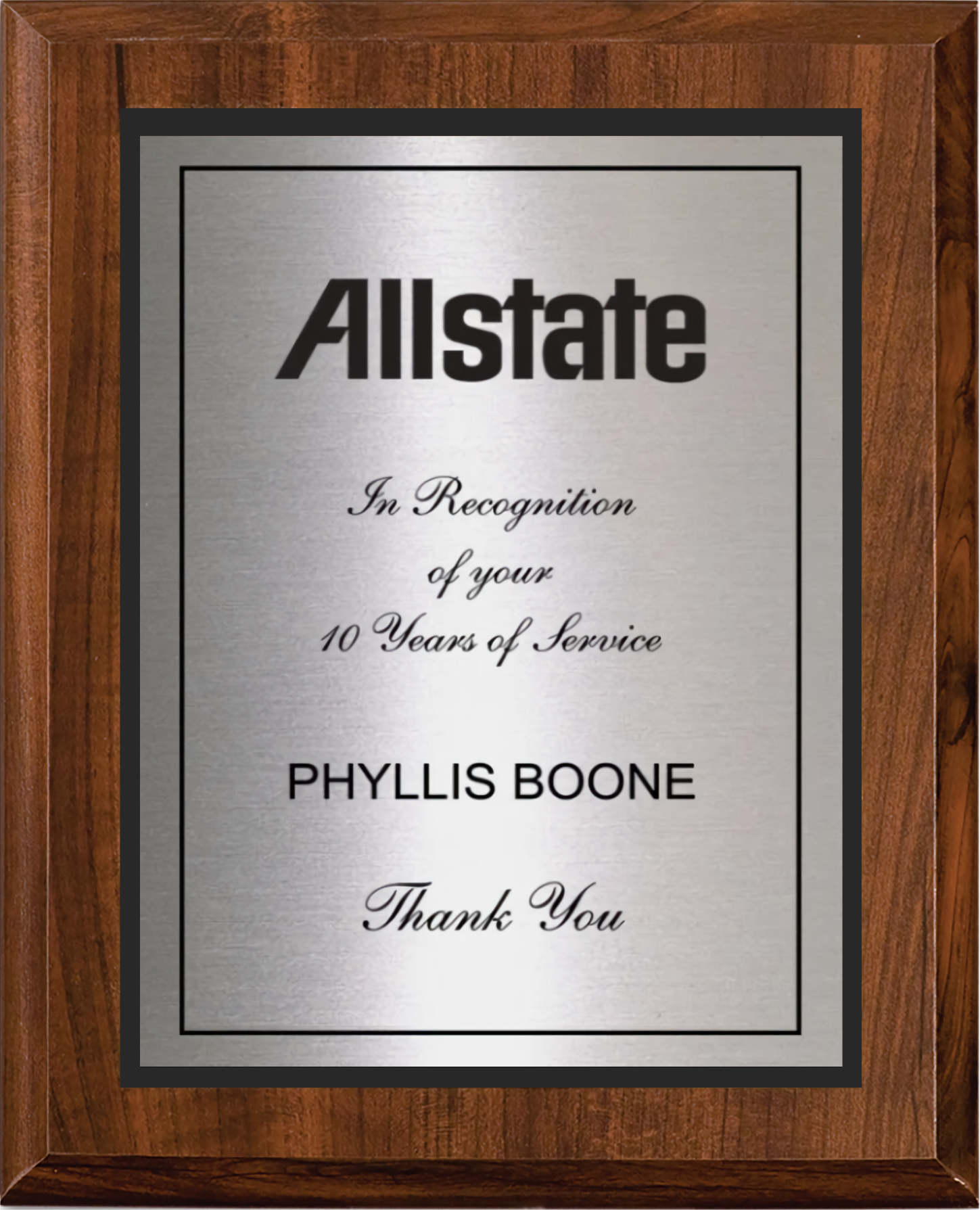 Cherry Finish Plaque w/ Double Engraved Plate 17