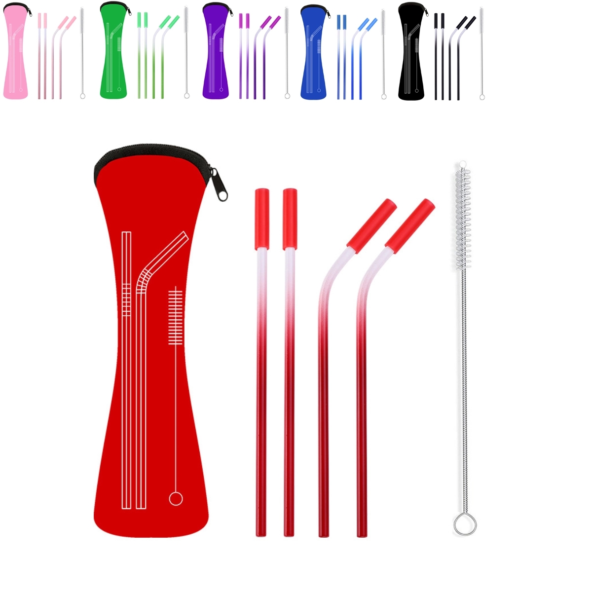 5 PCS Stainless Steel Straws with Carry Pouch 2