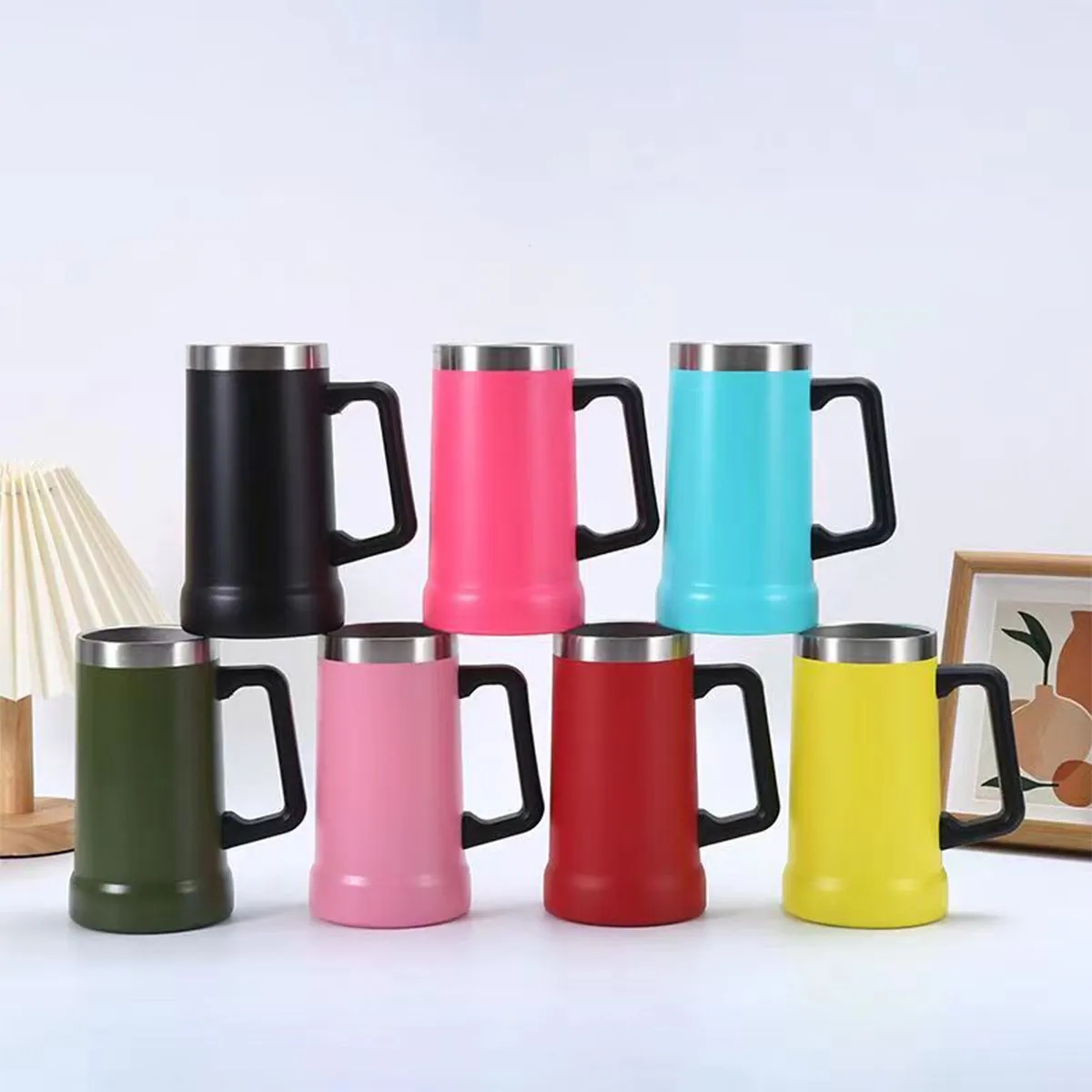 24oz. Vacuum Insulation Protable Cold Tumbler W/ Handle 4