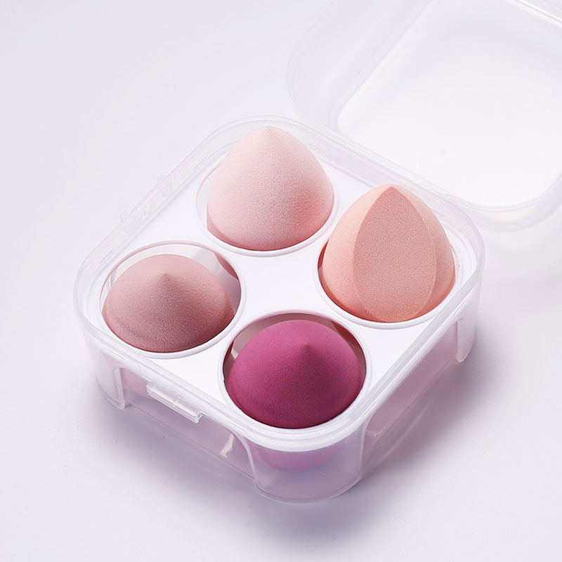 4 Pcs Makeup Sponges Blender Set w/Egg Case 4