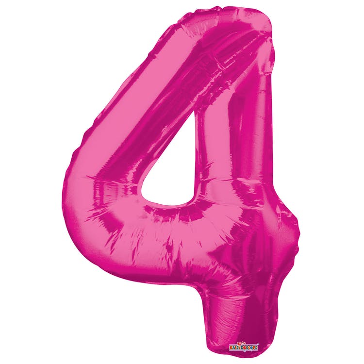 Mylar Number 4 Balloons - Pink 34" 2