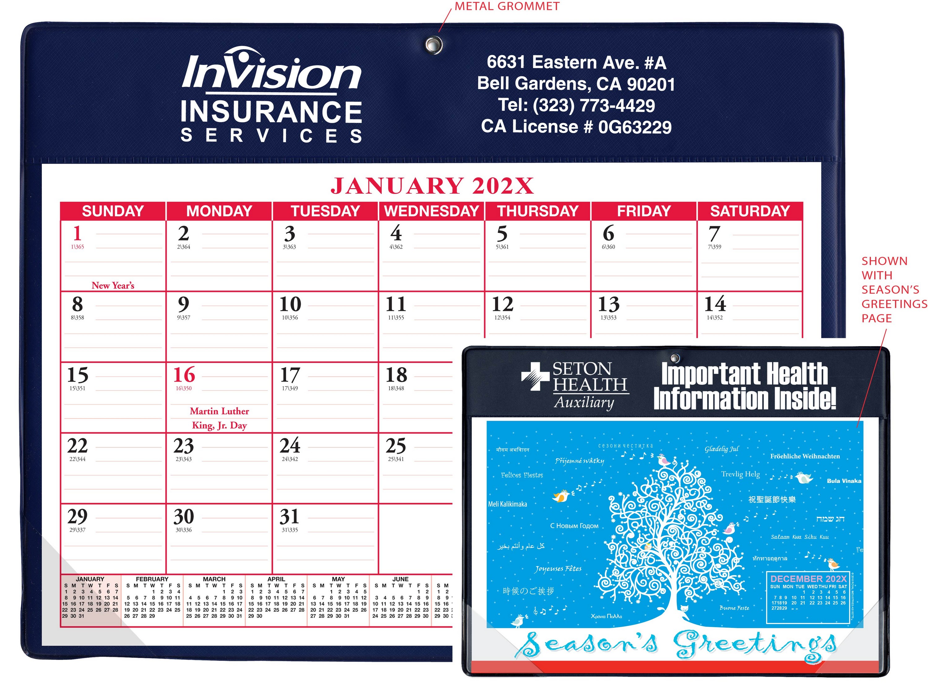 Calendar Doodle Pad With Grommet and Greeting Page (Wall & Desk) 2