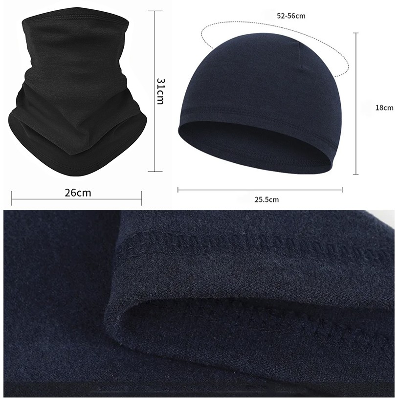 Polar Fleece Hat Windproof Neck Warmer Gaiter Set 1