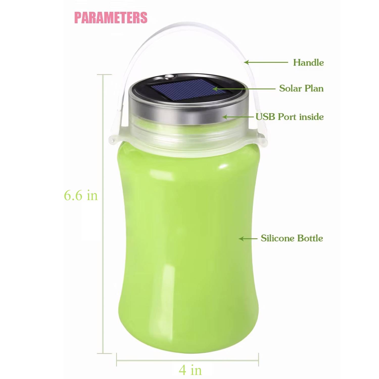 40oz Solar LED Silicone Camping Light Water Bottle 8