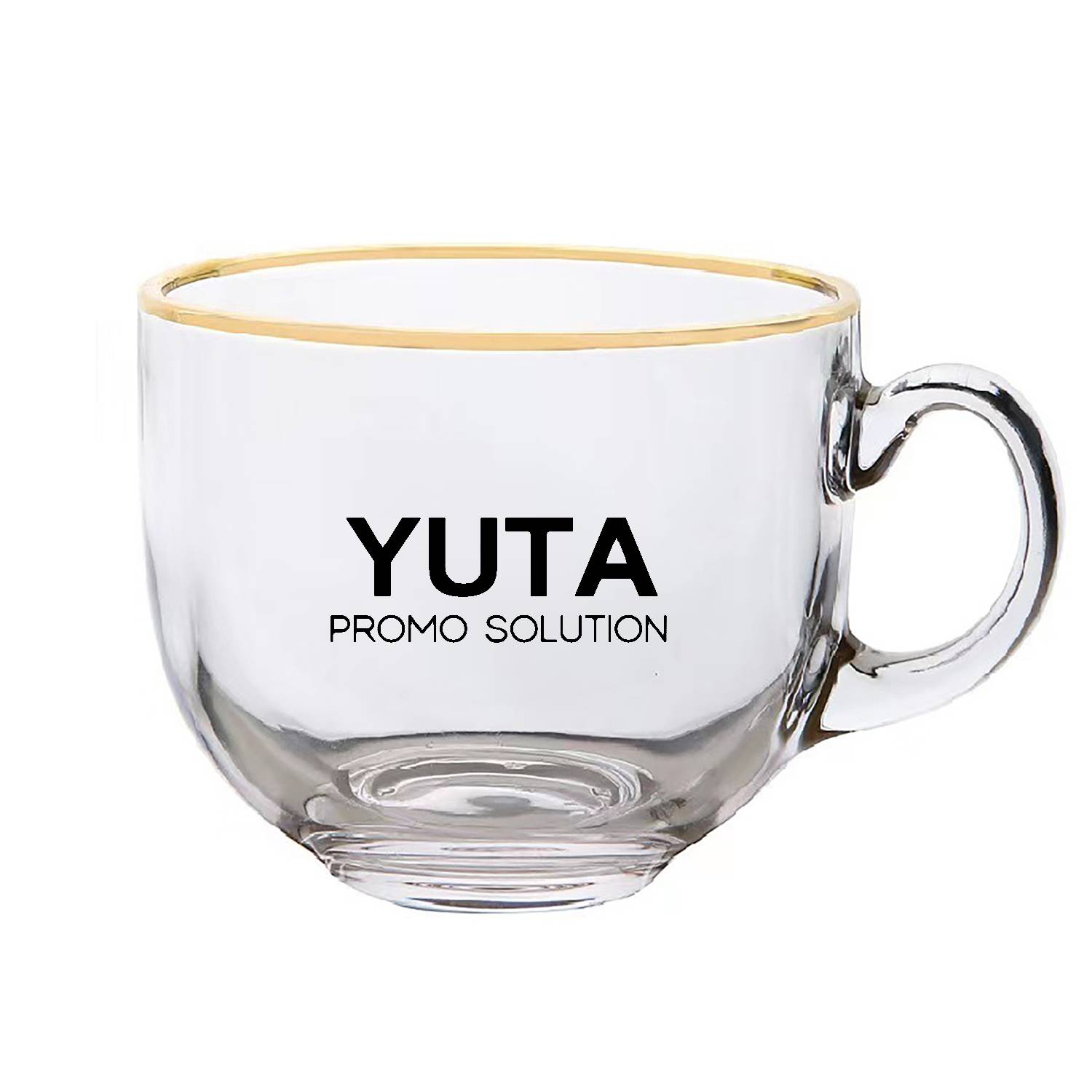 15Oz Clear Glass Breakfast Cup W/ Gold Rim 3
