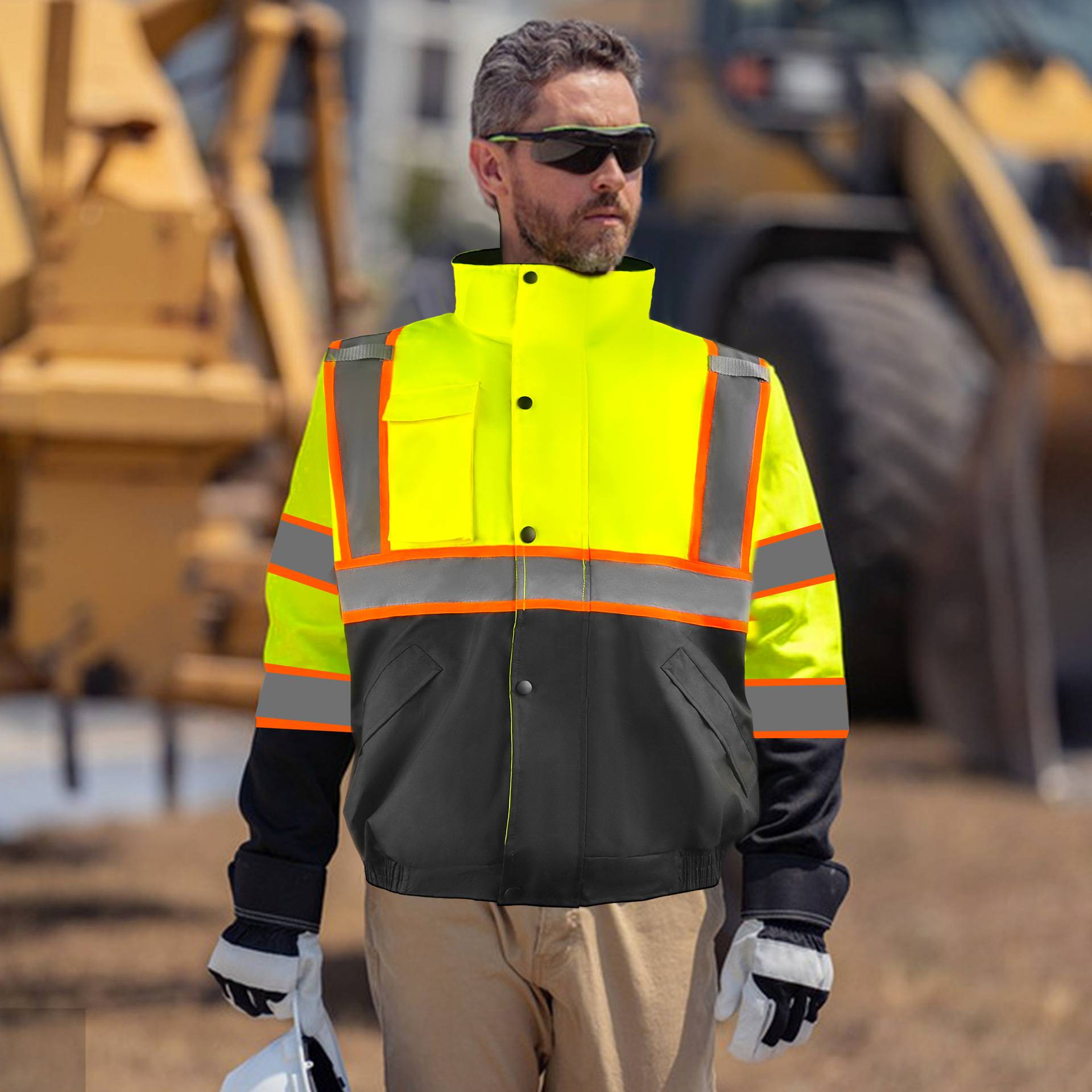 Waterproof Oxford Hooded Reflective Safety Rain Coat 11