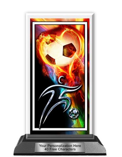 Acrylic Trophy: 6" Tower, (Soccer Flame) 2