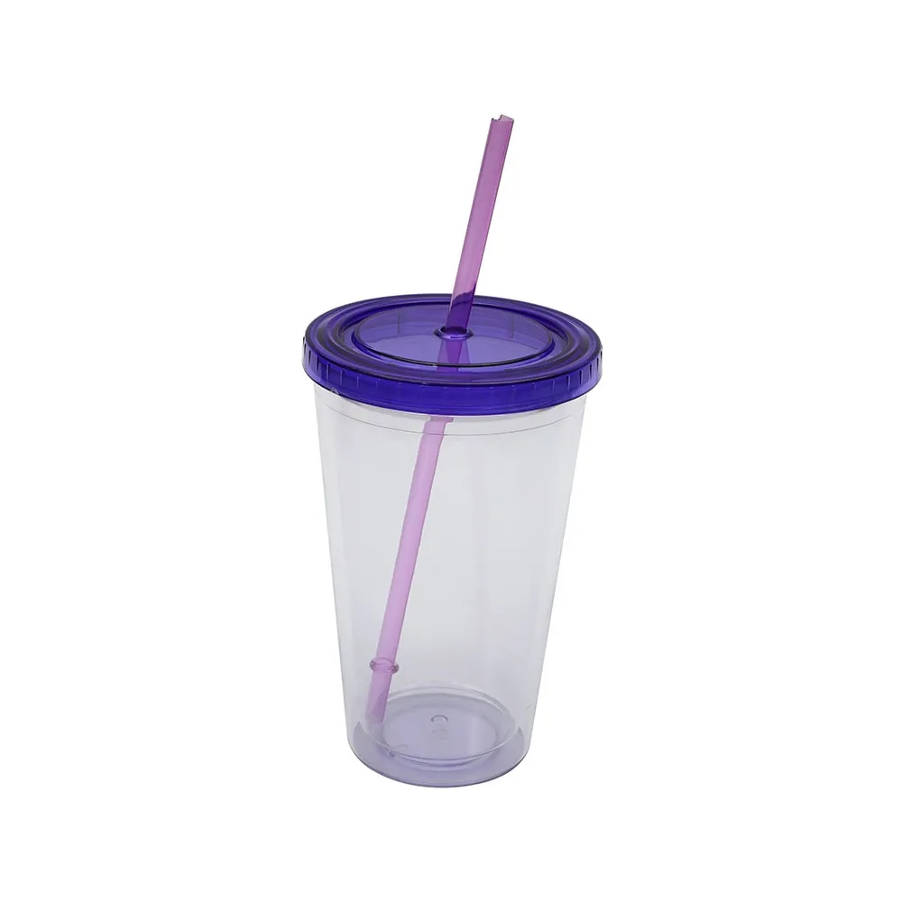 Clear Double Wall Tumbler with Straw 4