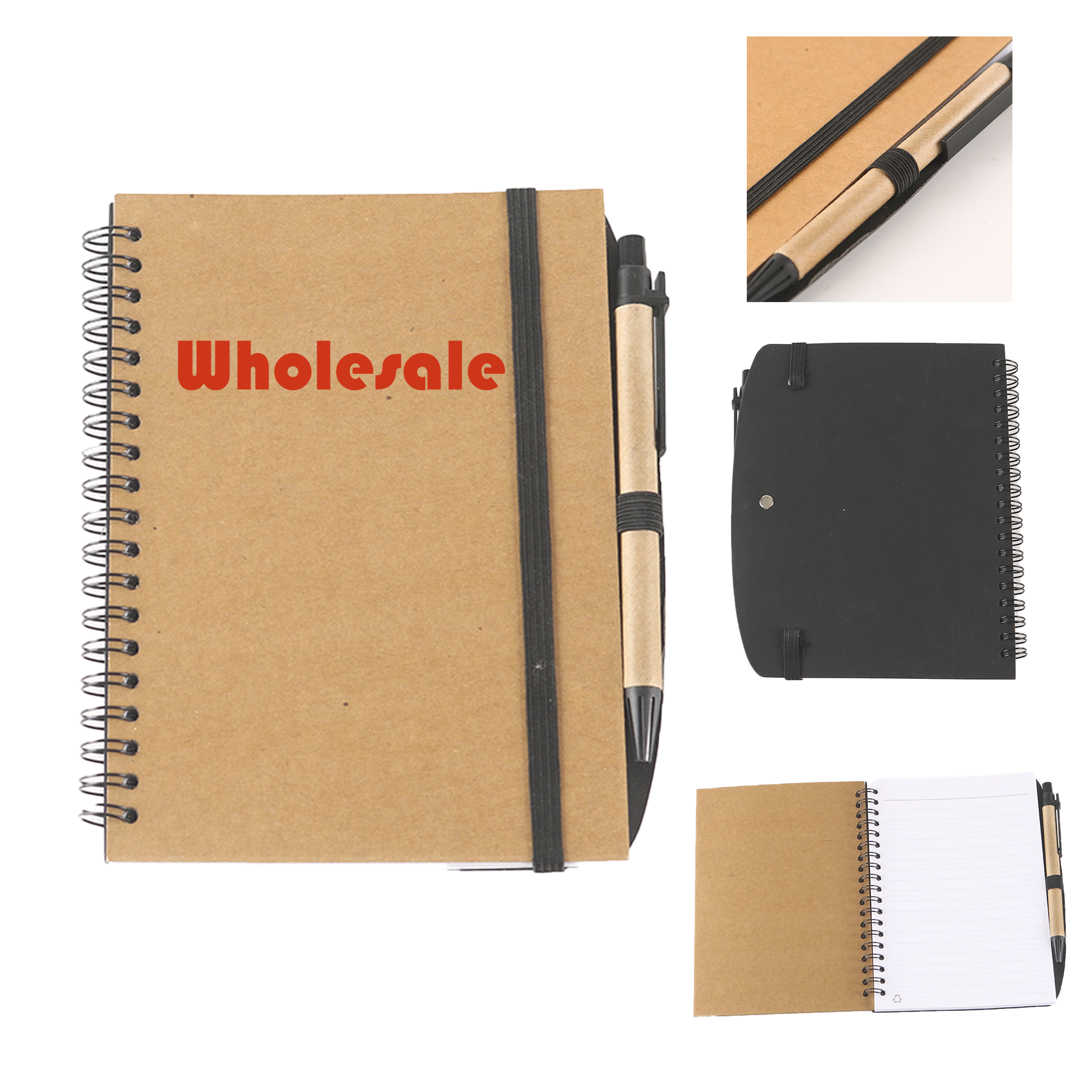 Kraft Cover Spiral Notebook & Pen Set MOQ 50PCS