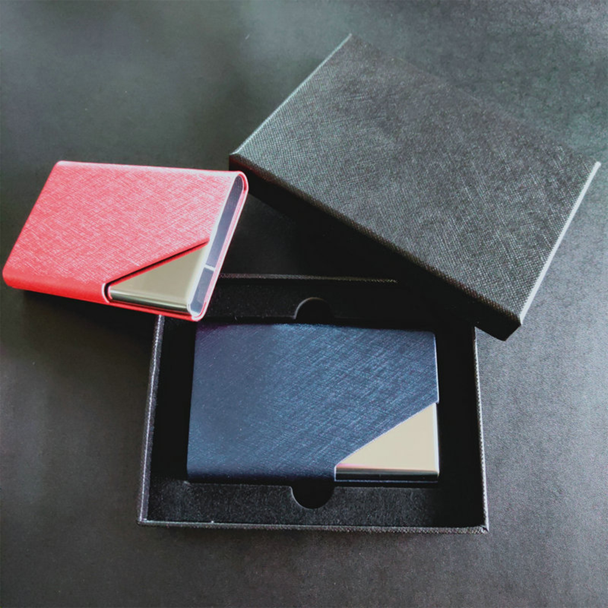Business Stainless Steel Business Card Box PU Material 6