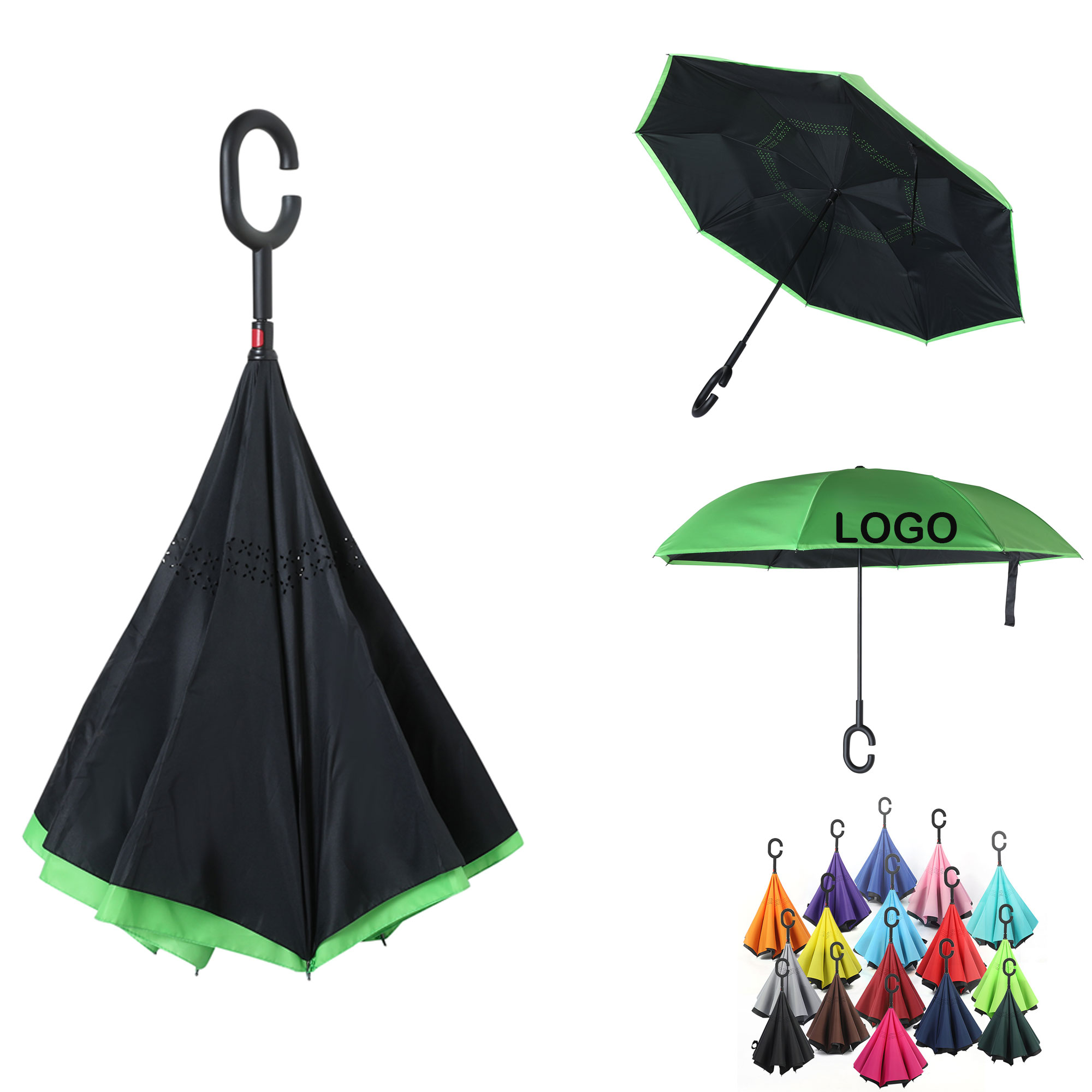 C-Shaped Handle Reverse Umbrella 1