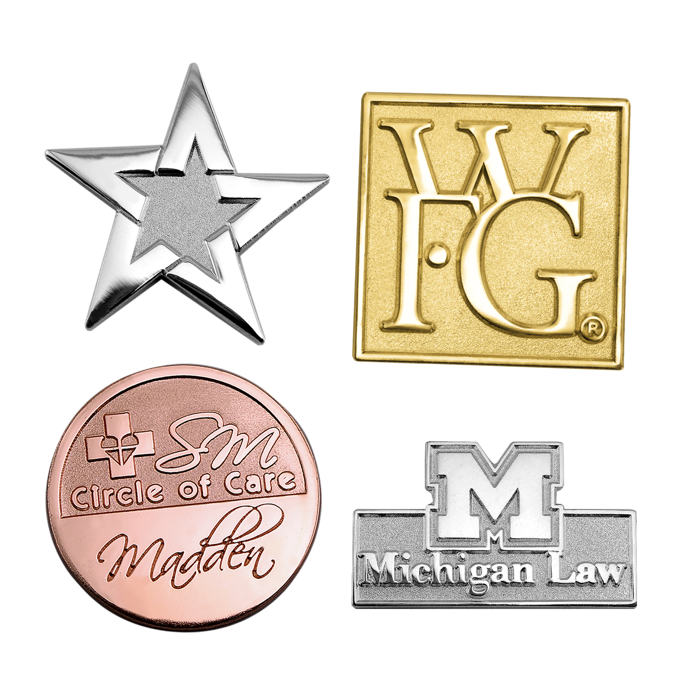 Custom Die Struck Sandblast & Polished Lapel Pins (3/4")
