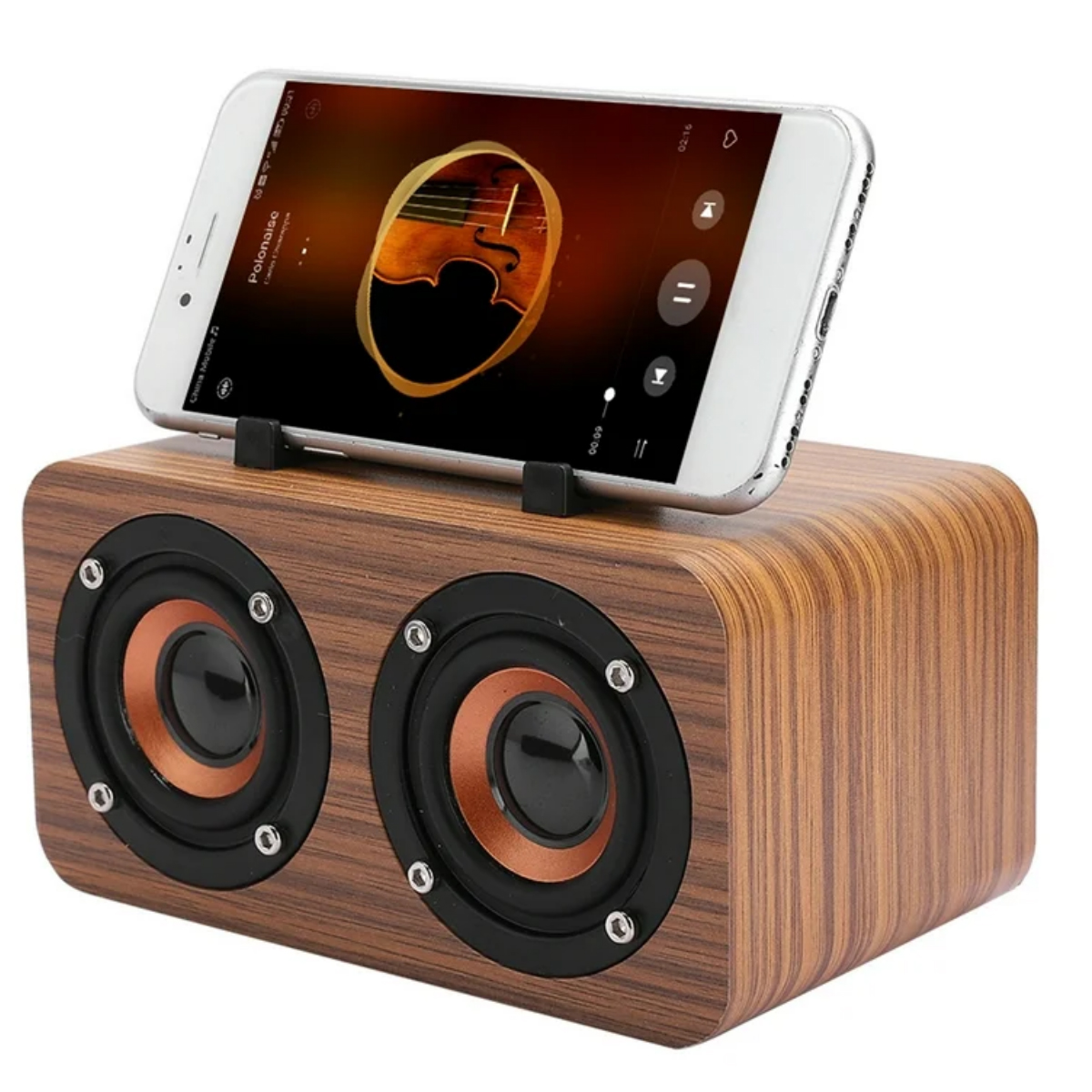 Wood Finish Bluetooth Speaker with Handle 4