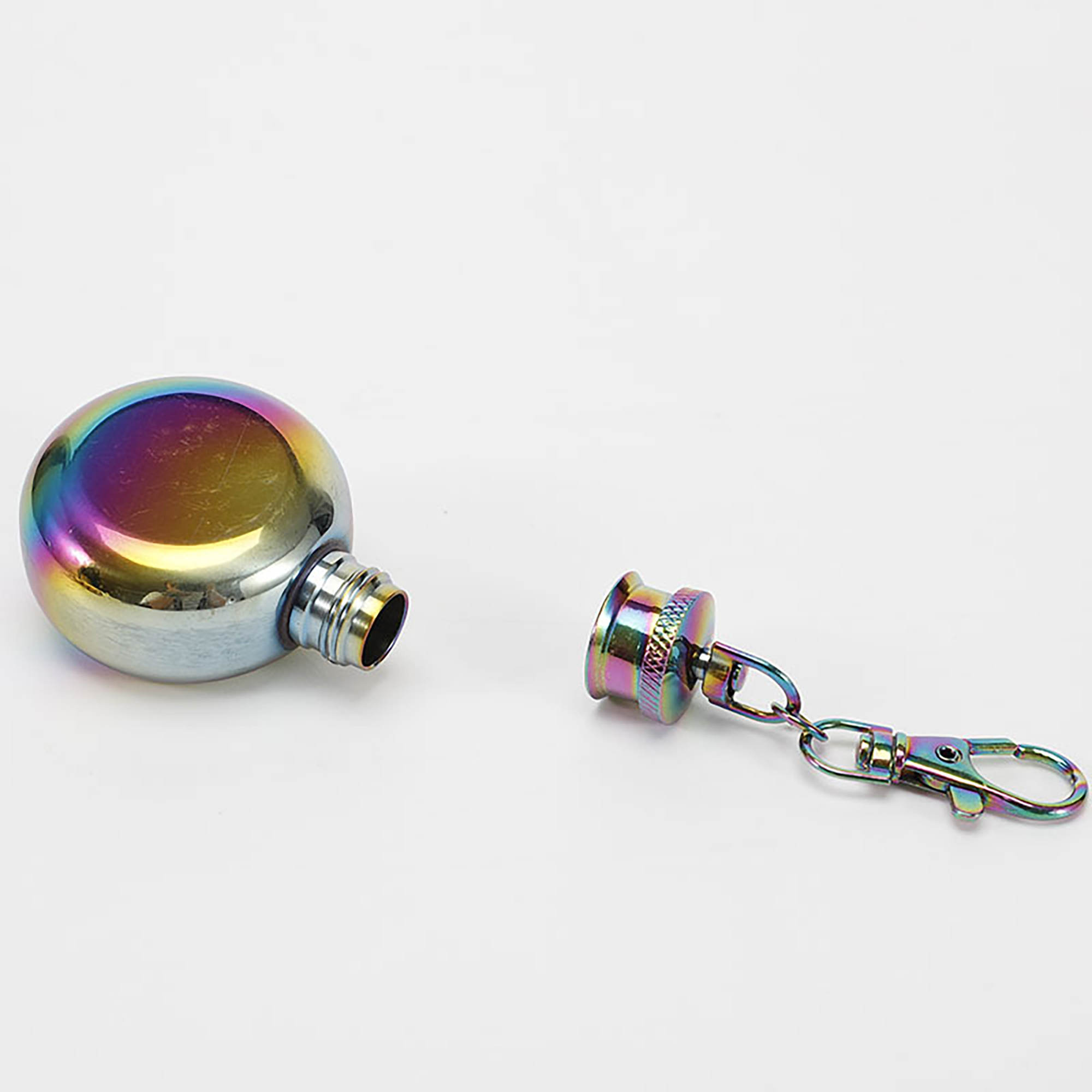 Mini Round Stainless Steel Flask with Keychain 9