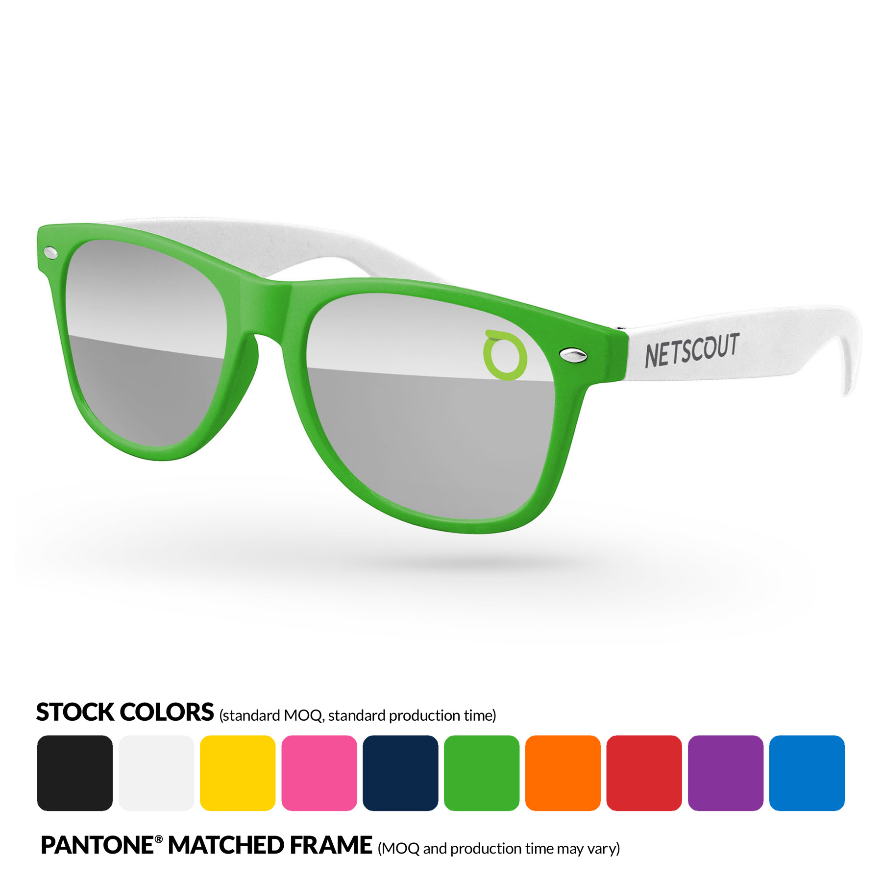 2-Tone Retro Mirror Sunglasses w/ 1 Color Lens & Temple Imprint 3