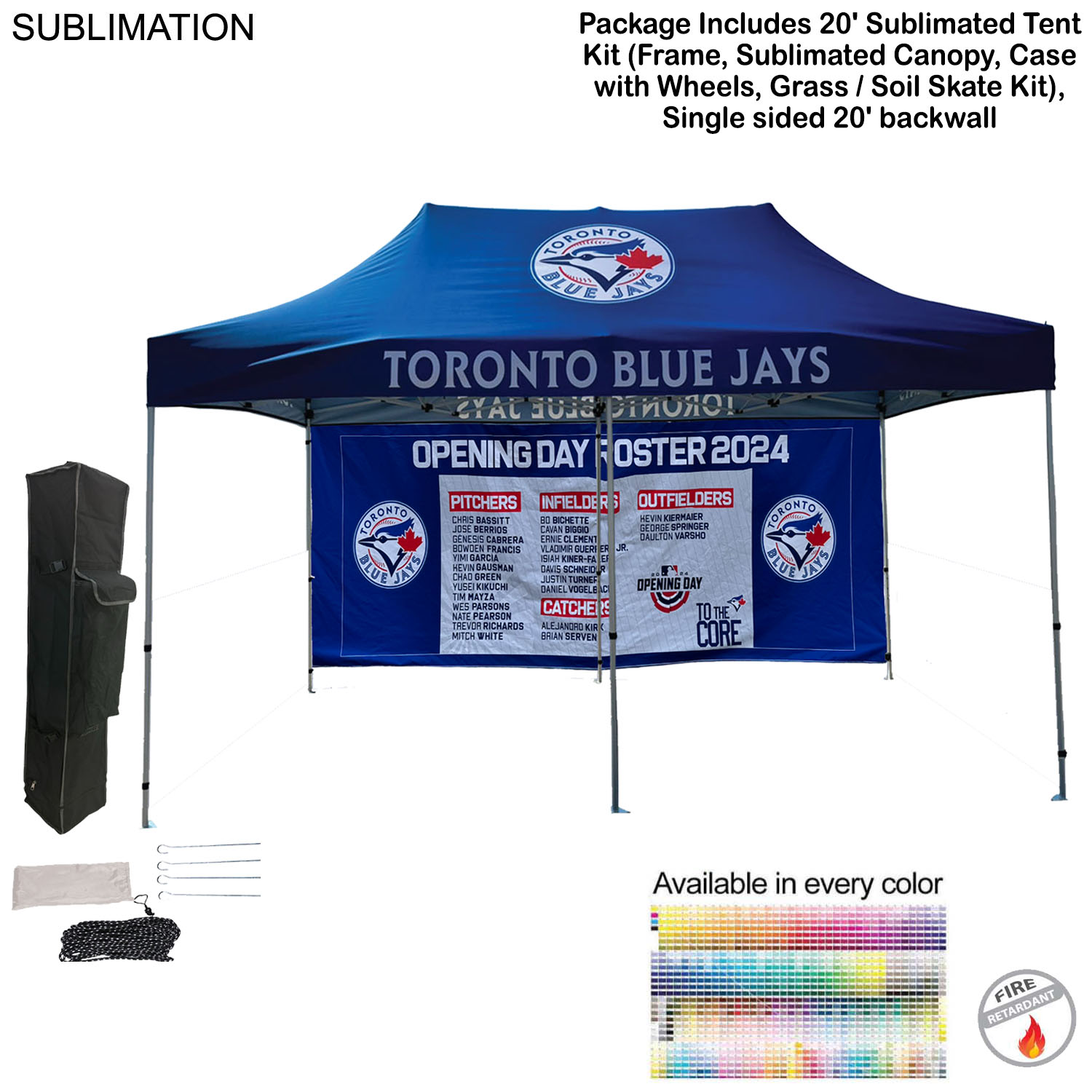20' Tent Backwall Package, 20' Sublimated Tent kit and Full Single sided 20' backwall 10