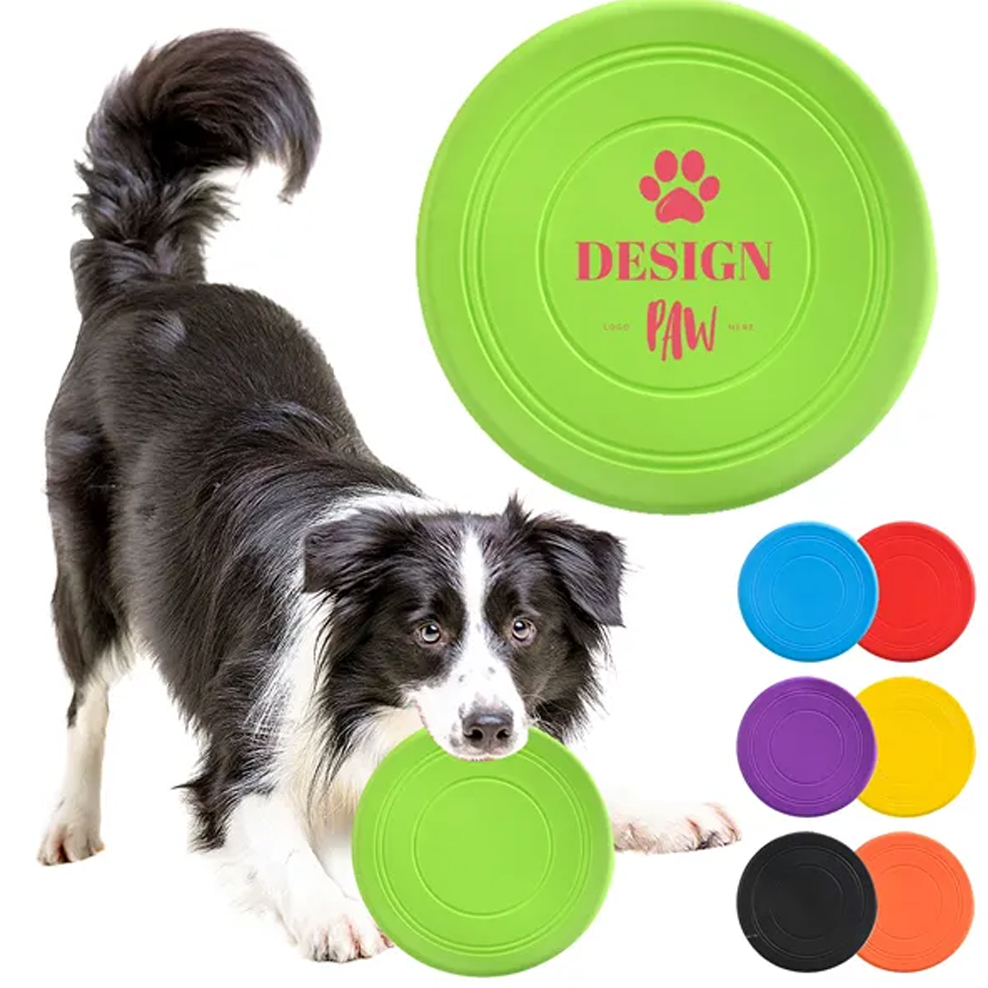 7-Inch Soft Rubber Pet Flying Disc, 7 Colors 7