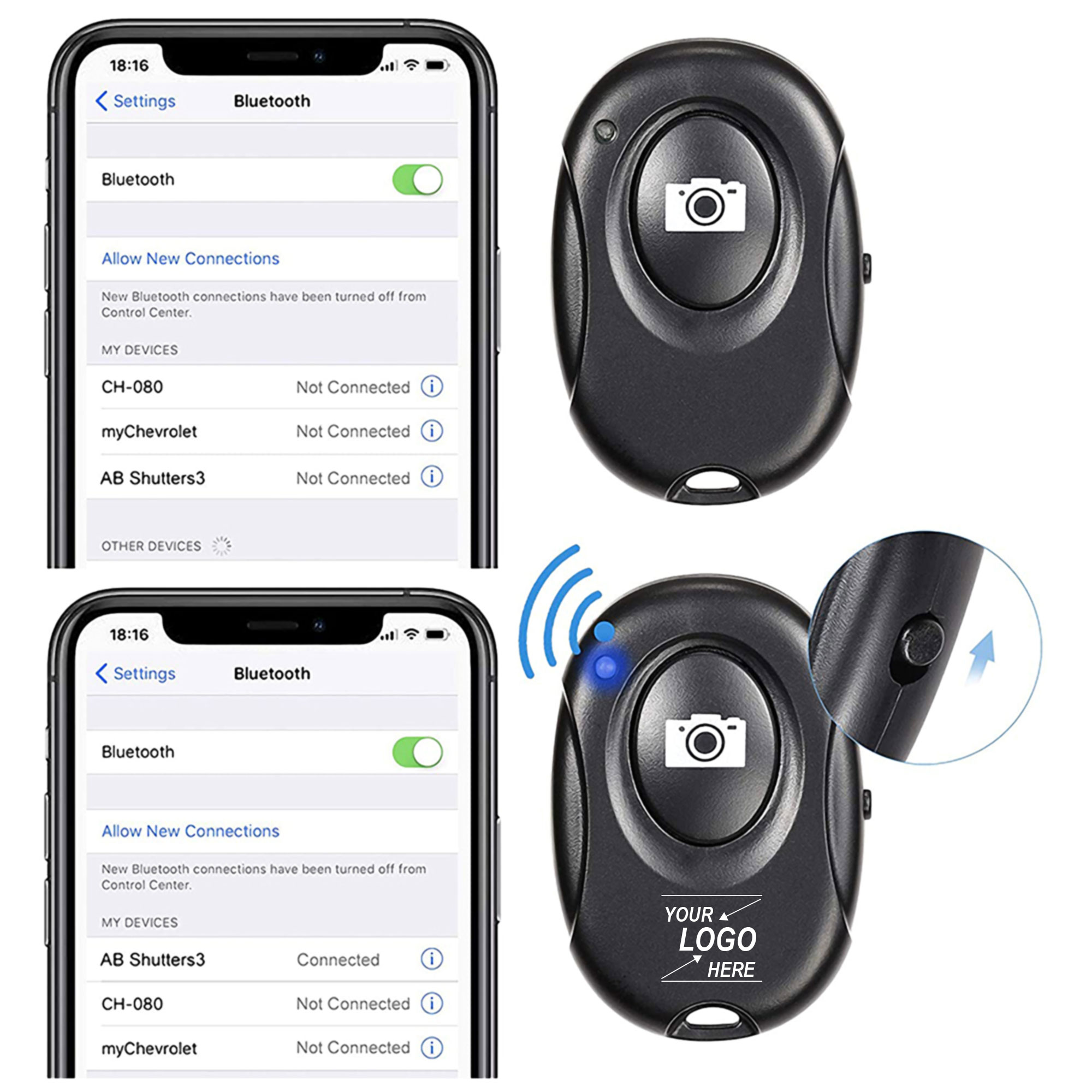 ABS Bluetooth Self-Timing Camera Remote 3