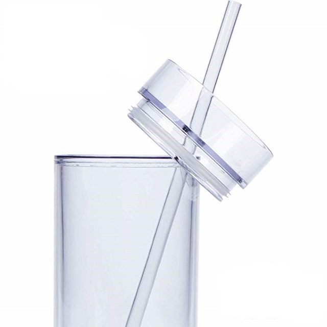 Double Wall Acrylic Tumbler w/ Lid & Straw 16 oz 4