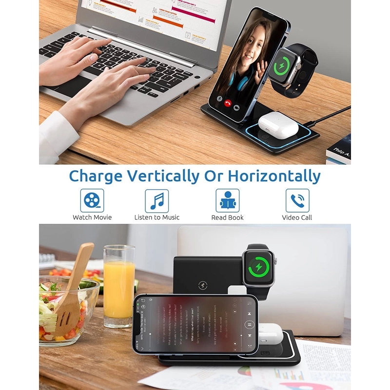 Foldable 15W 3 In 1 Fast Wireless Charging Station 2