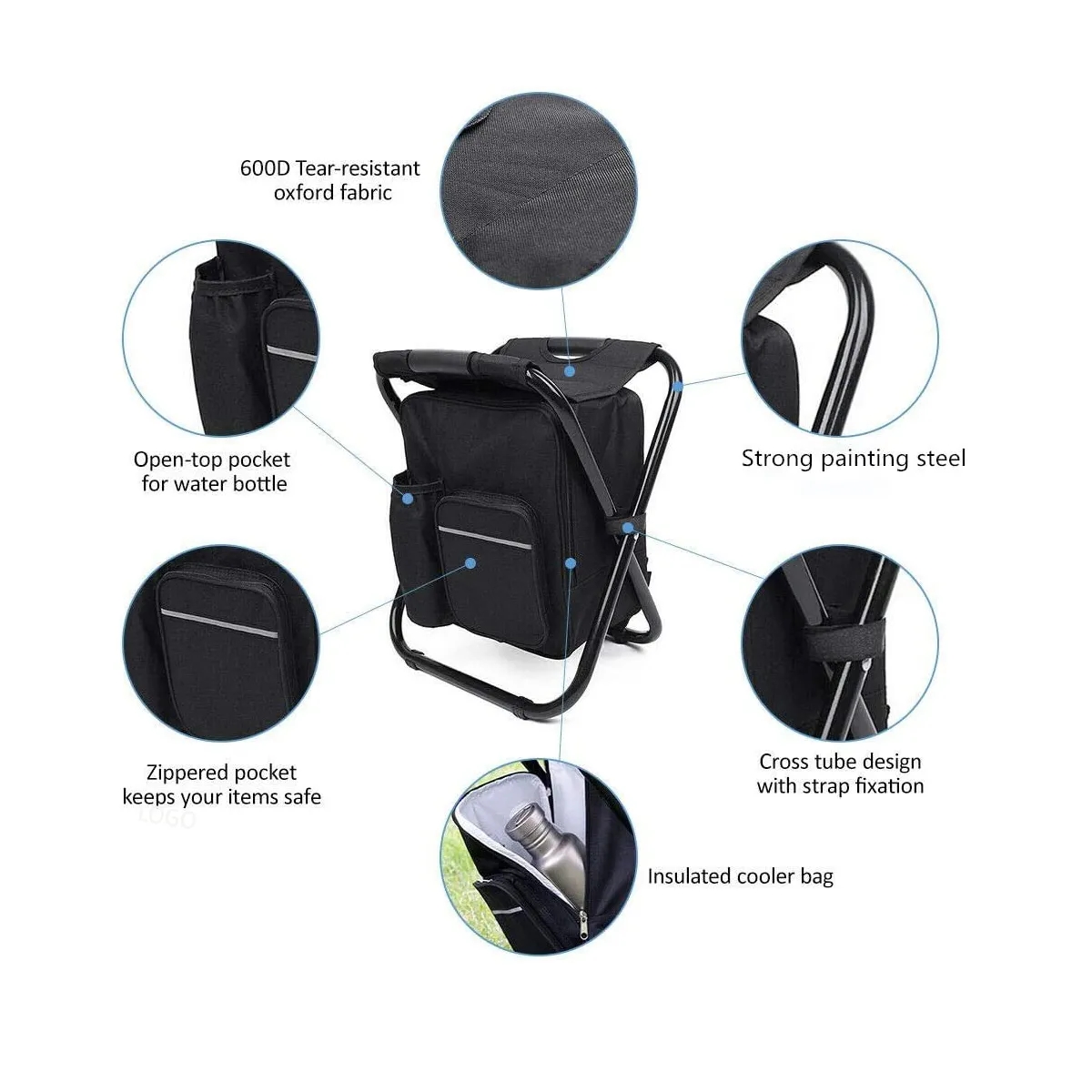 Portable Camping Chair with Cooler Bag 2