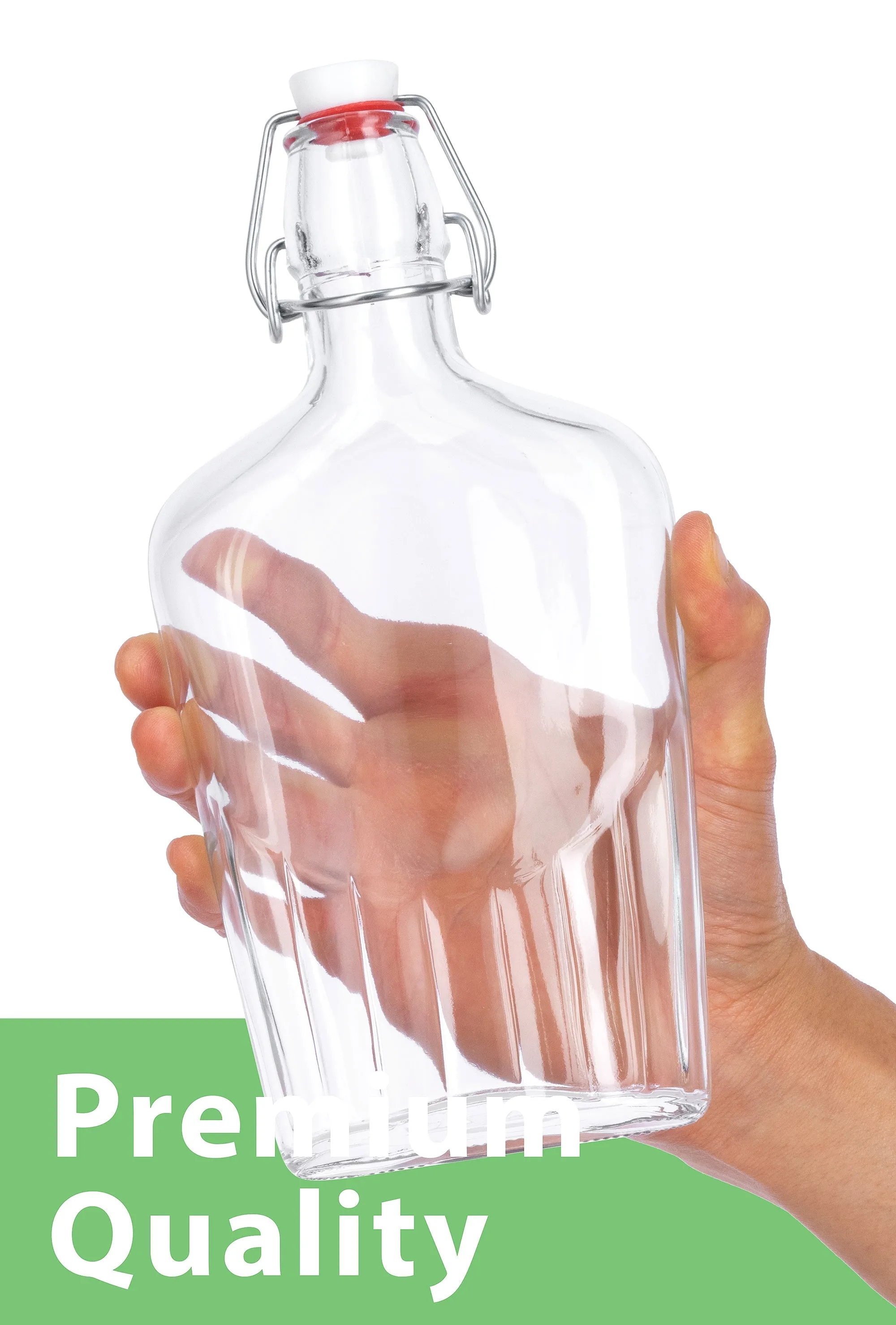 Swing Top 17 ounce Flask Clear Glass Bottle Bormioli Rocco 1