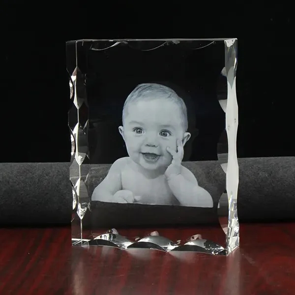 Engraved Photo Frame Crystal Block 4